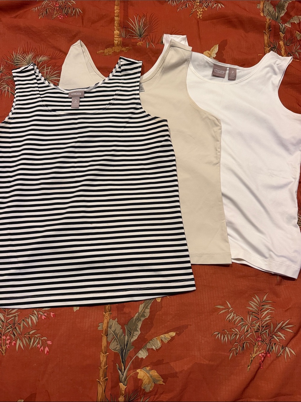 Chicos  Women's Tank Tops - Black Stripe, Beige, White (3-Pack)